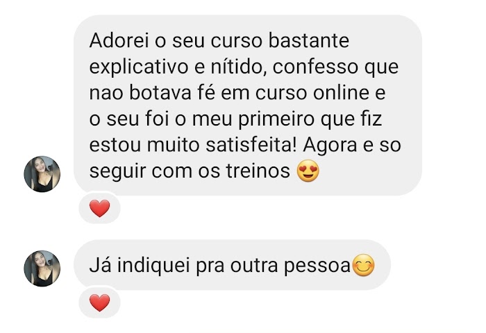 Mensagem de aluna: adorei o curso, bastante explicativo; não botava fé em curso online